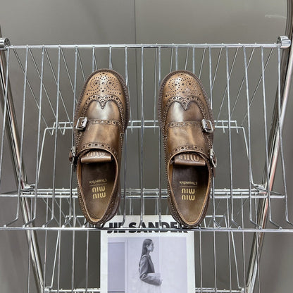 THICK-SOLED OXFORD SHOES WOOD CALFSKIN