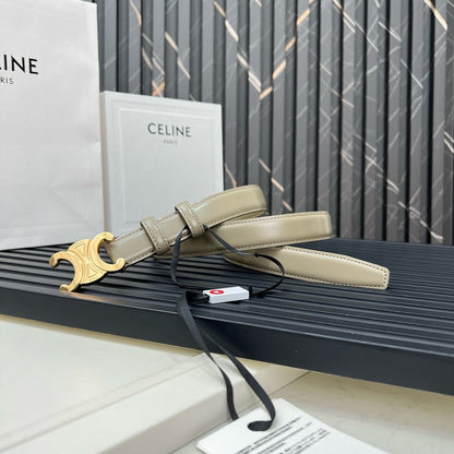 CL TRIOMPHE 25 MM BELT IN OLIVE GREEN CALFSKIN GOLD HARDWARE