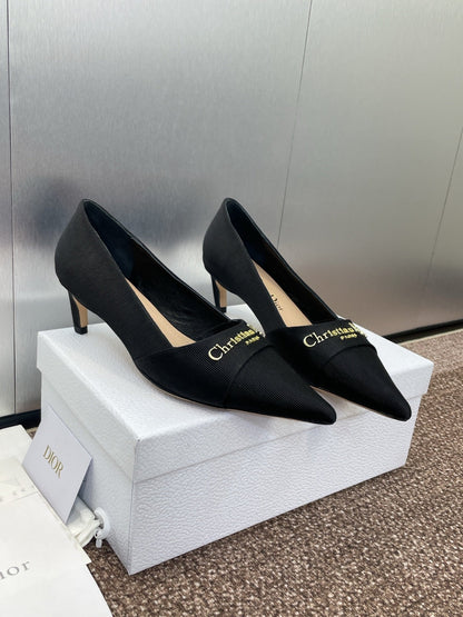 MY DD 25S HIGH HEEL 55MM IN BLACK FABRIC GOLD LOGO