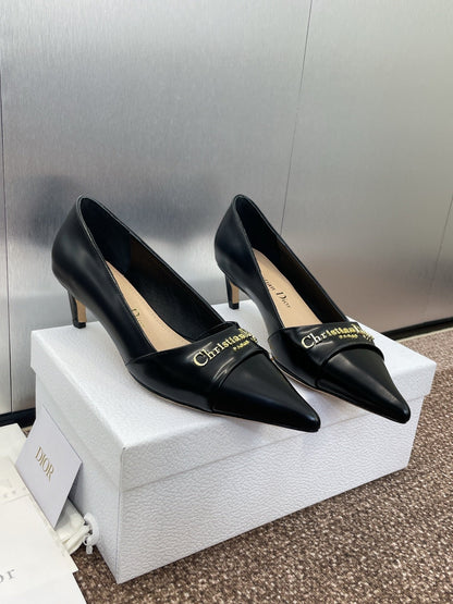 MY DD 25S HIGH HEEL 55MM IN BLACK LAMBSKIN GOLD LOGO