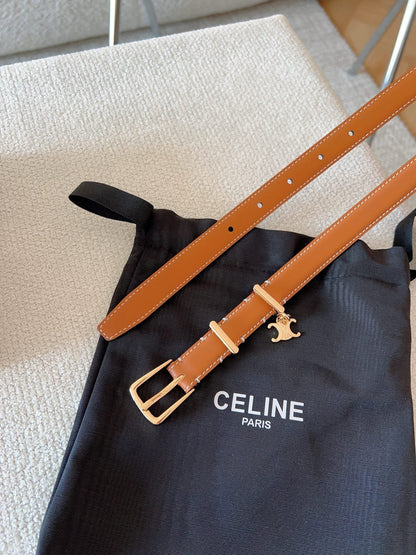 CL BELT 18MM IN BROWN TAURILLON CALFSKIN GOLD BUCKLE