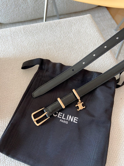 CL BELT 18MM IN BLACK TAURILLON GLOSSY CALFSKIN GOLD BUCKLE