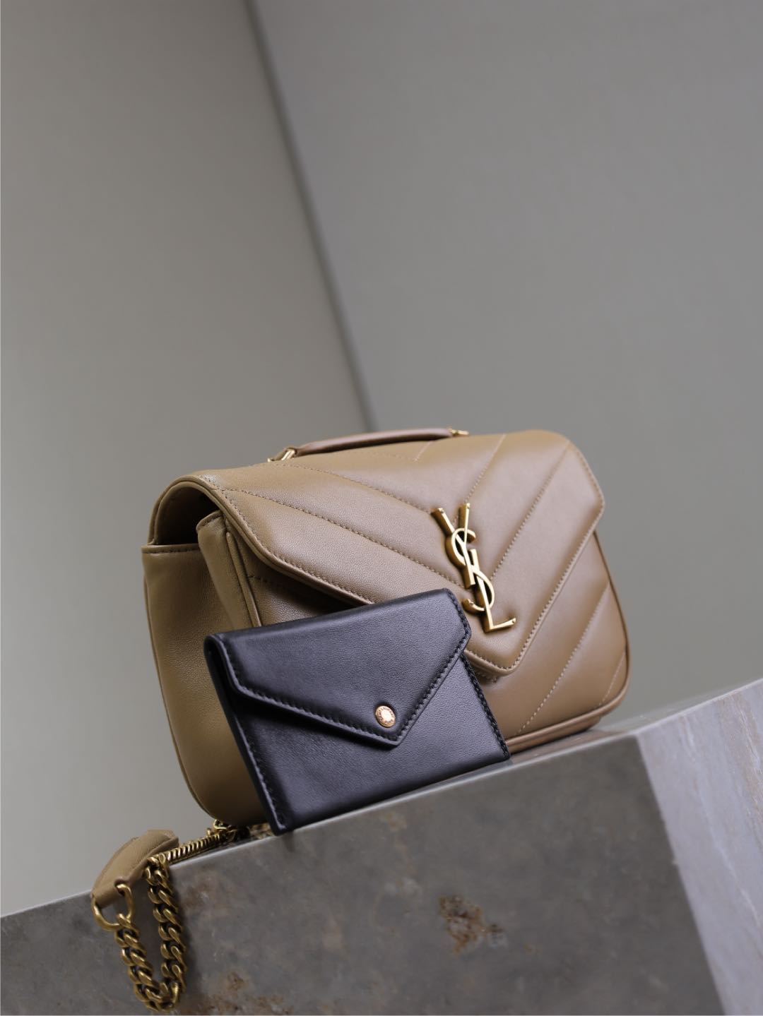 LOULOU SMALL 24 IN MILK TEA SHEEPSKIN GOLD HARDWARE