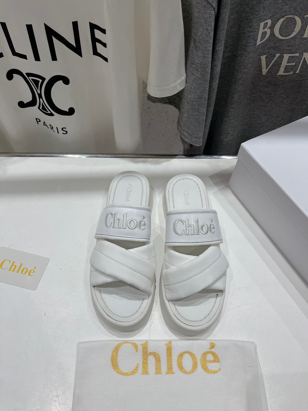 MILA PLATFORM 5 CM IN WHITE NYLON WITH EMBROIDERED LOGO