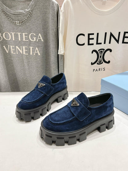 MONOLITH LOAFERS IN NAVY BLUE SUEDE