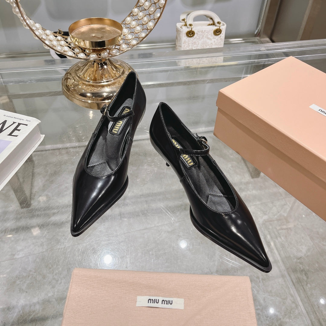Slingback Shoes Black Beads