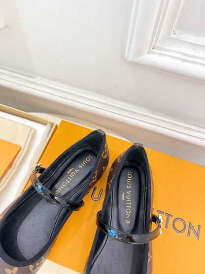 LV WOMEN ROMY FLAT BALLERINA IN CHOCOLATE BROWN MONOGRAM CALFSKIN