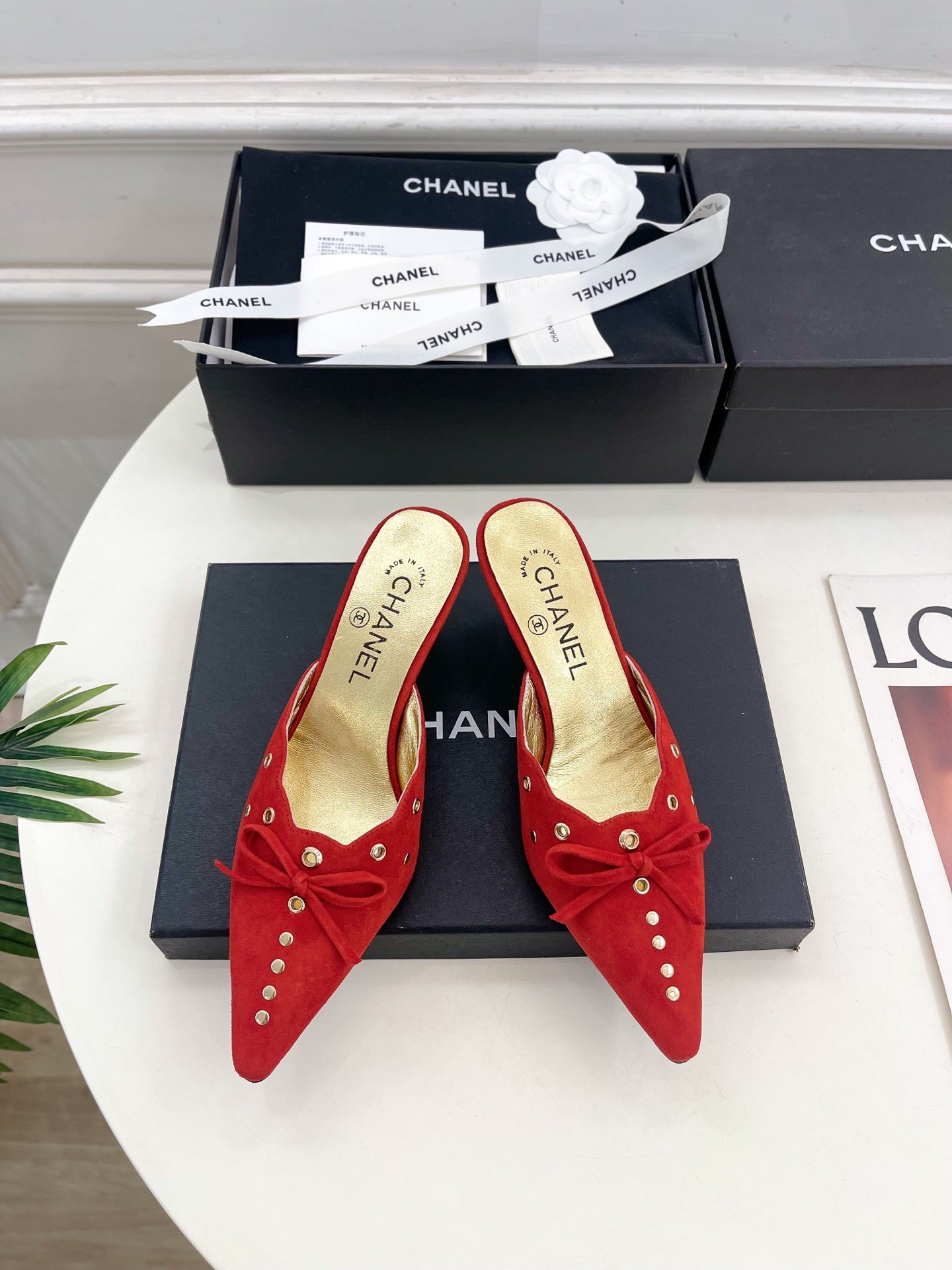 HIGH 65 MM MULE IN CHERRY RED SUEDE