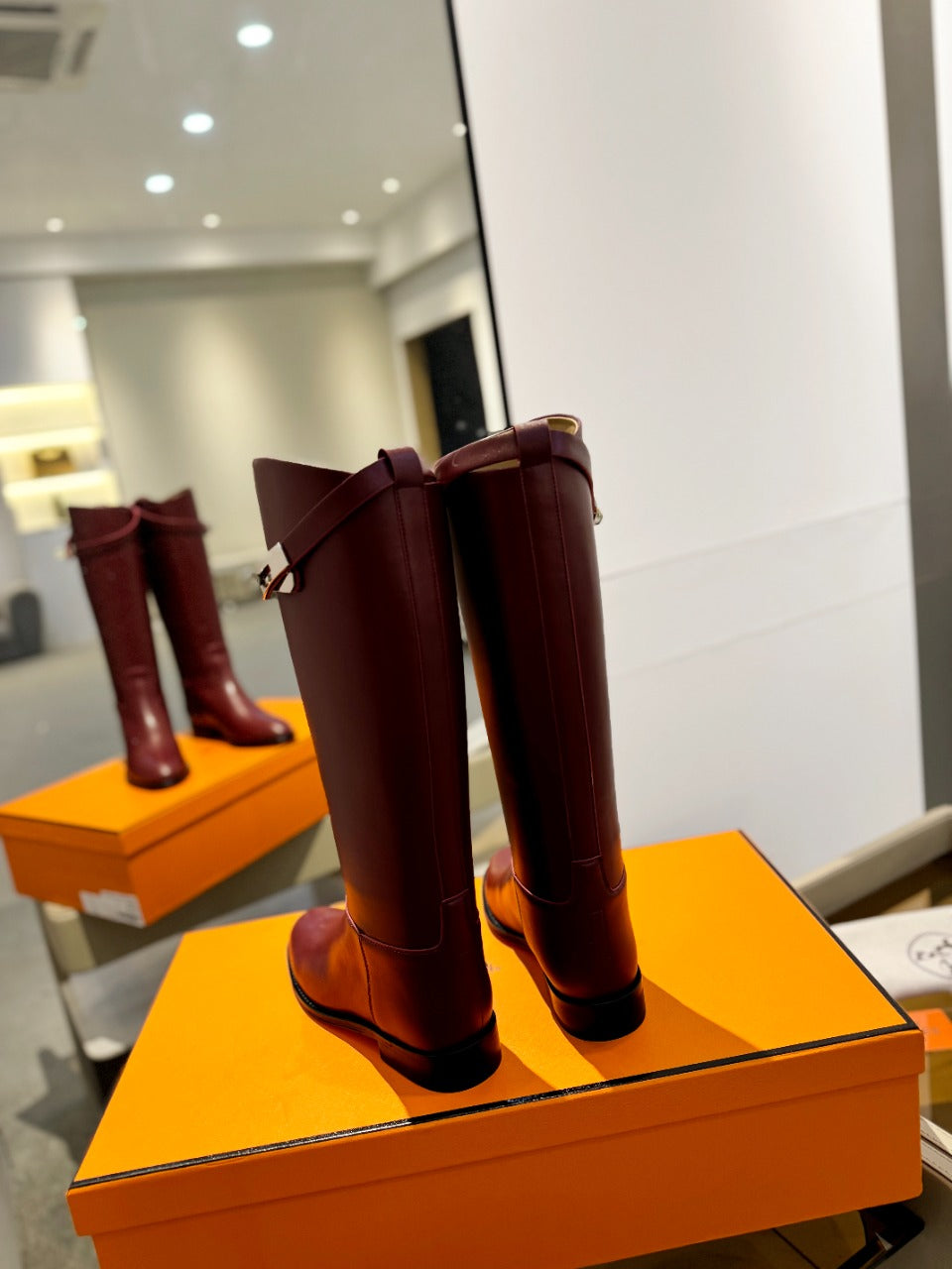 STIVALI JUMPING IN WINE RED CALFSKIN